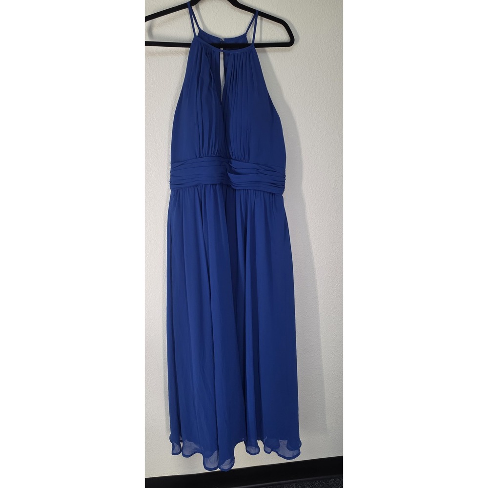 Kennedy Blue Halter Maxi Dress Sleeveless Formal Solid Gown Bridesmaid